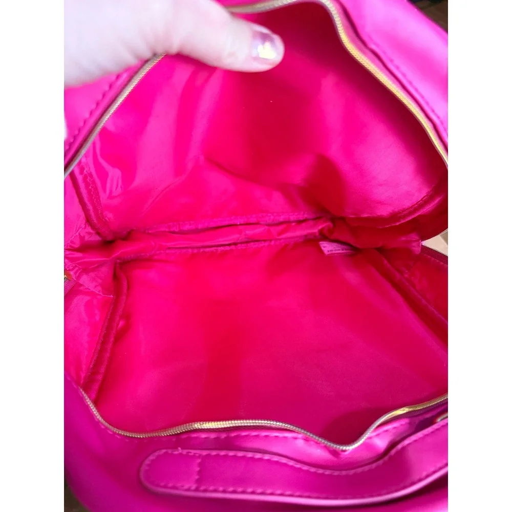 Juicy Couture Hot Pink Sequin Mini Backpack Gold Hug Me Heart Charm 12x12 Bag